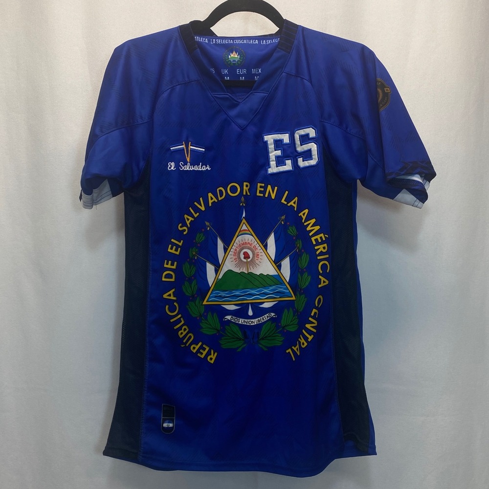 El Salvador National Soccer‎ Team ES Futbol Jersey Adult Size Medium Blue